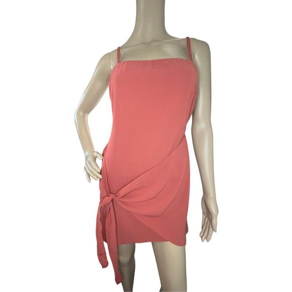 White Fox Boutique Dresses & Skirts - White Fox Boutique Pink Spaghetti Strap Wrap Mini Dress Open Back